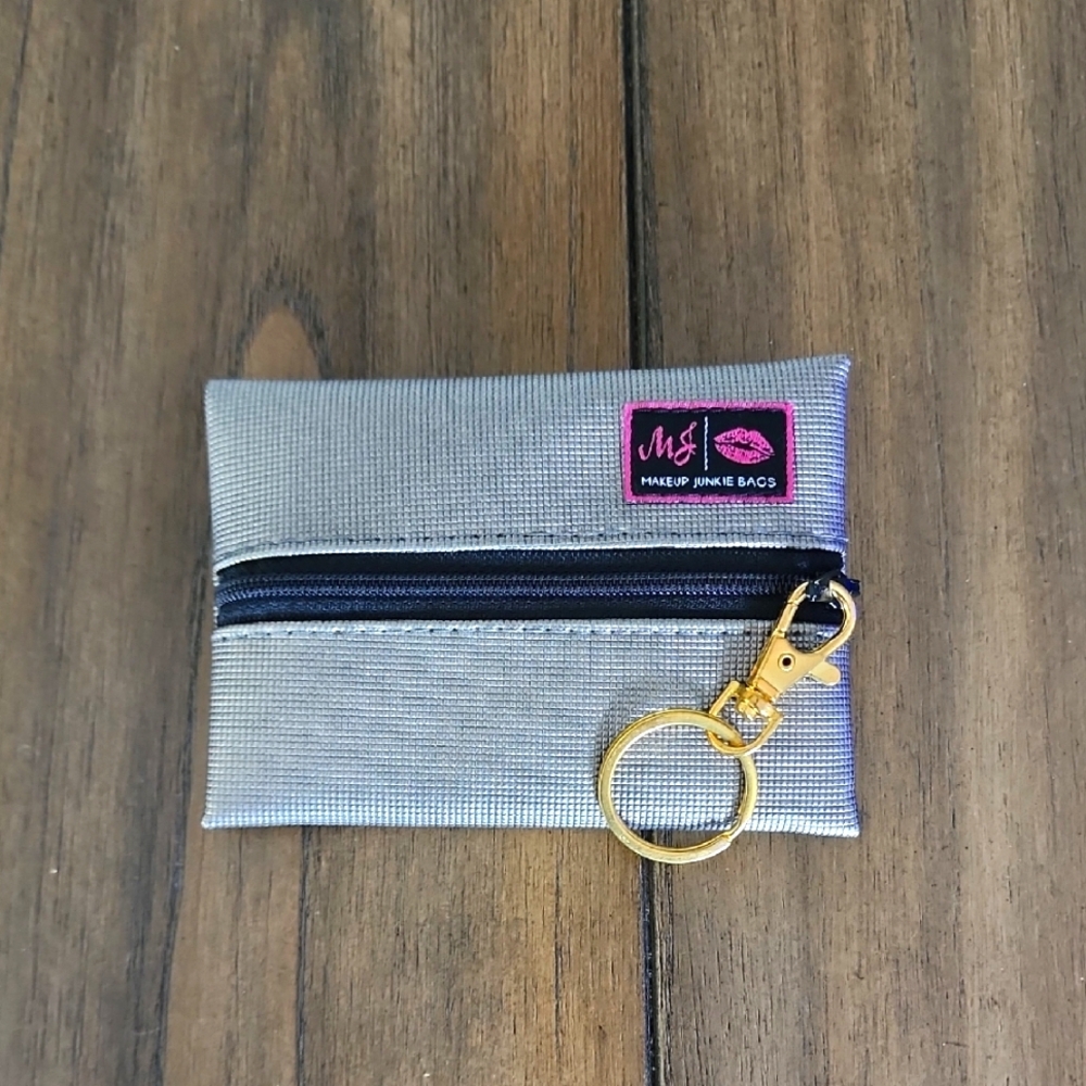 Makeup Junkie Pewter Textured Vinyl Micro Bag